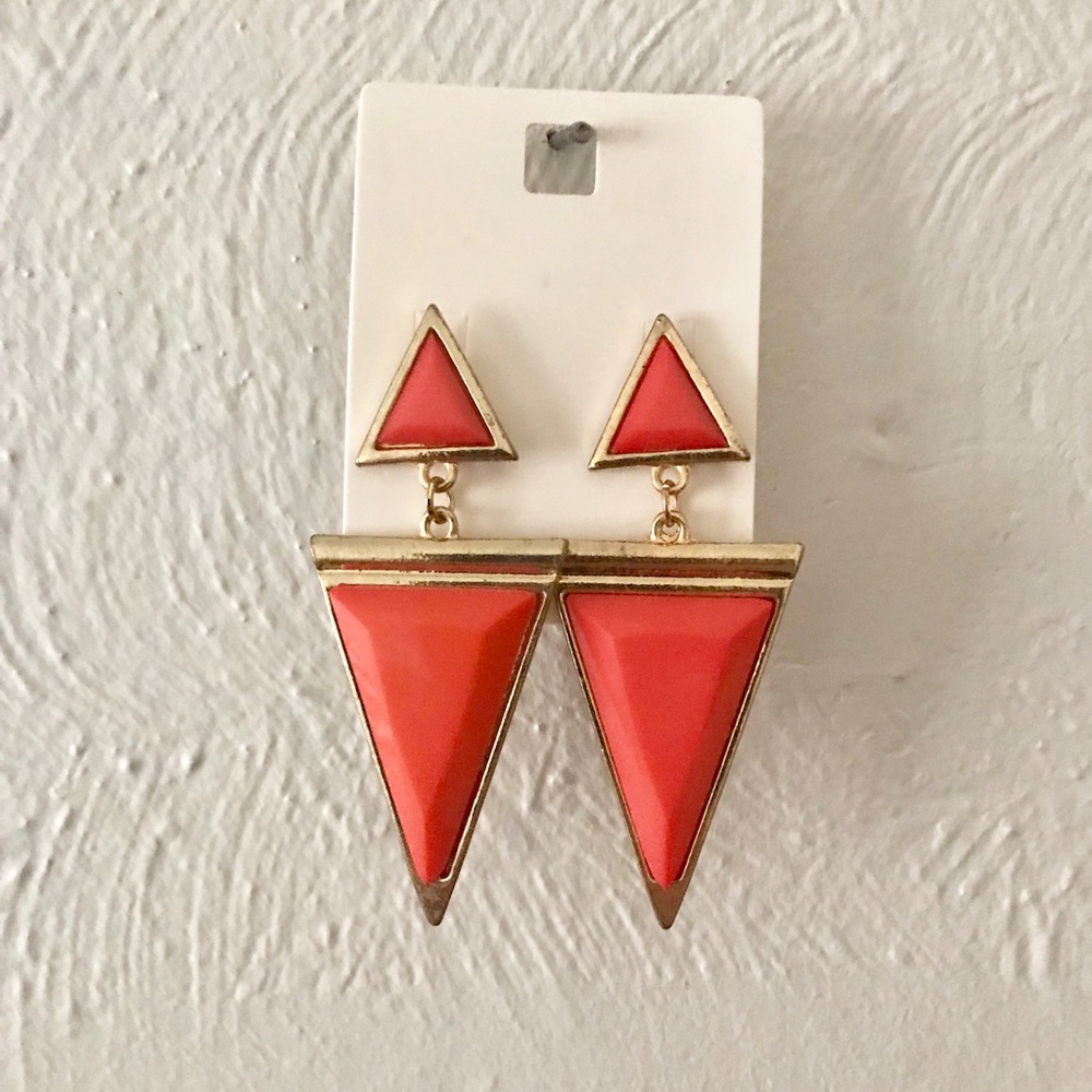 Orange Art Deco style earrings